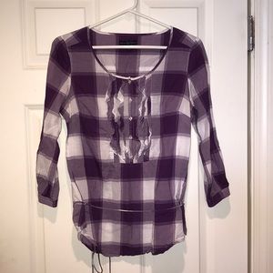 American Eagle Purple plaid top
